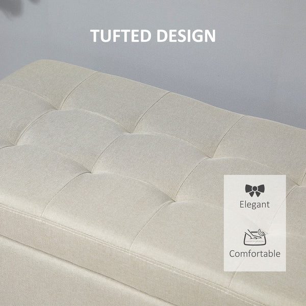 Rectangular upholstered entrance bench, beige