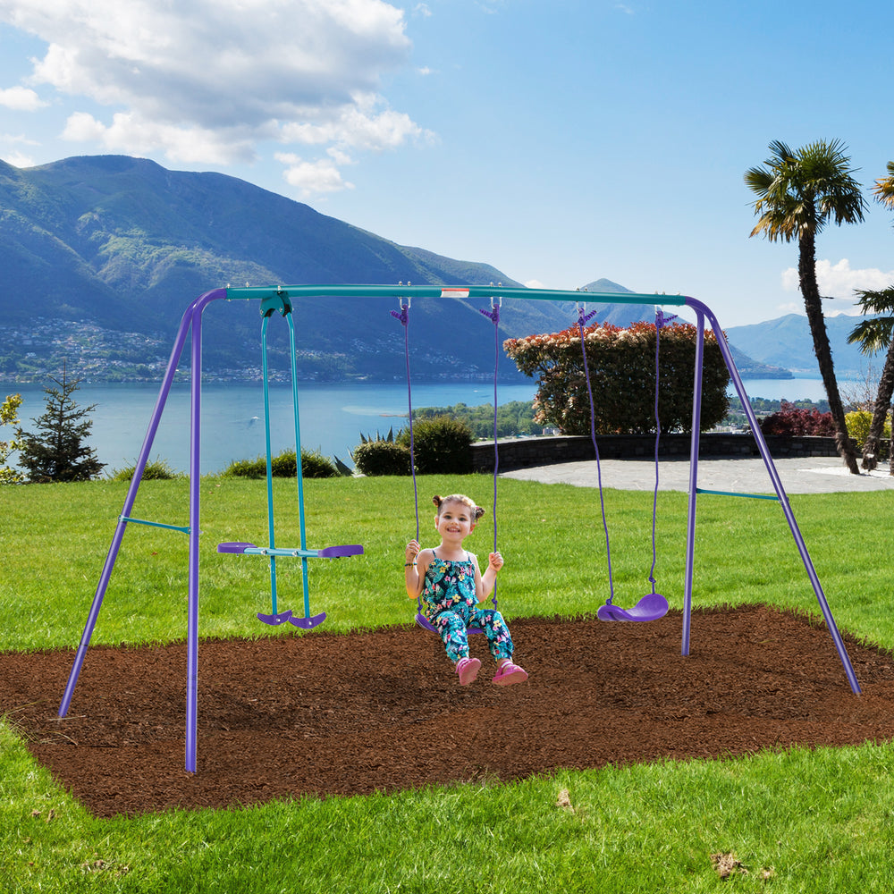 3-in-1 module with double swings and glider, purple