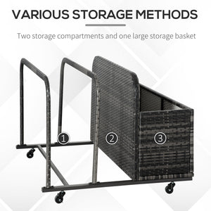 Rolling storage unit for swimming pool, grey