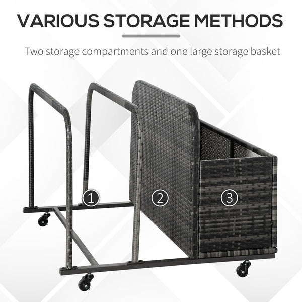Rolling storage unit for swimming pool, grey