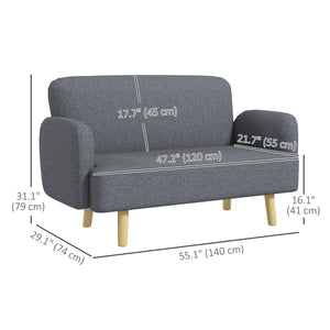 2 seater sofa in velvet fabric with padding, gray