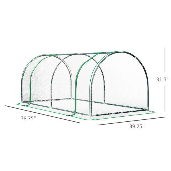 Portable mini greenhouse with zippered doors