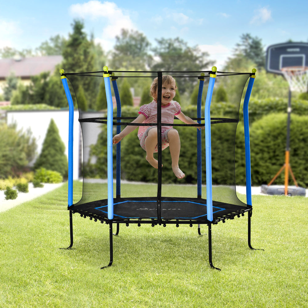 160cm Indoor Mini Trampoline with Safety Net, Blue