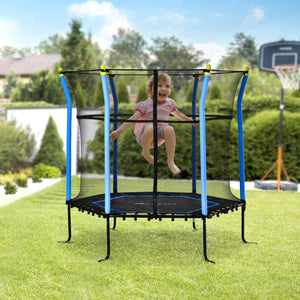 160cm Indoor Mini Trampoline with Safety Net, Blue