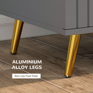 3-drawer chest with aluminium legs and gold handles, dark grey.