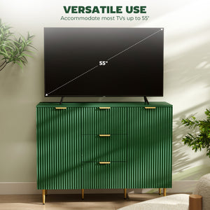 Modern kitchen storage cabinet with 3 drawers and adjustable shelves, green