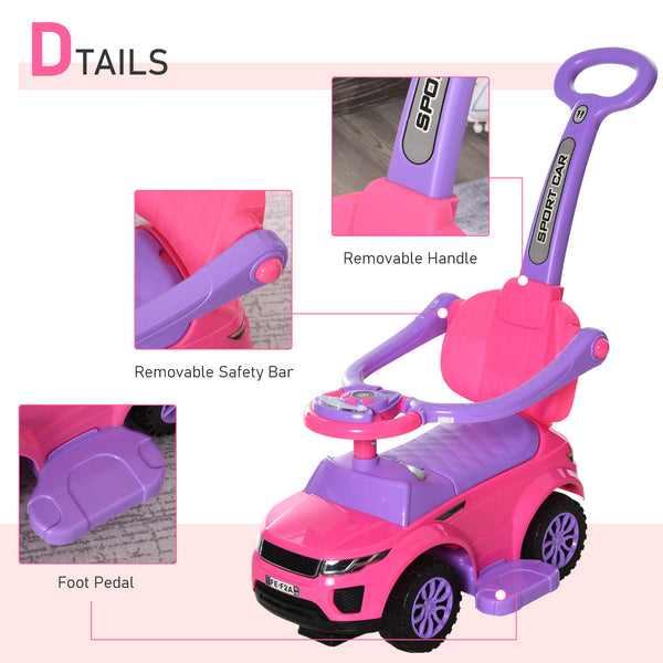 2 in 1 push car for children, pink