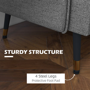 Modern fabric loveseat sofa with tufted back and steel legs, dark gray