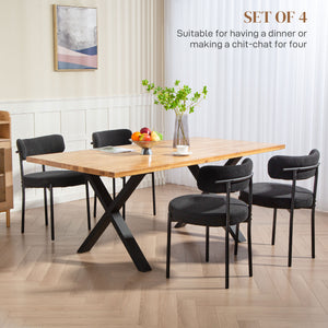 Set of 4 modern kitchen chairs with black corduroy upholstery