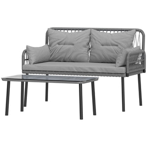 2-piece furniture set in light grey woven resin