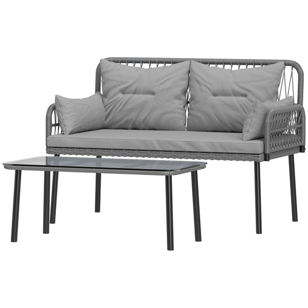 2-piece furniture set in light grey woven resin