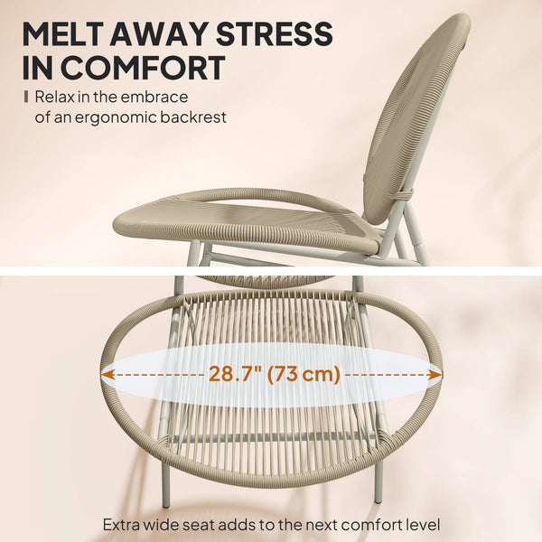 Rattan Bistro Set, 3 Piece Garden Furniture Set, Light Grey