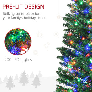 7.5ft Slim Artificial Christmas Tree with Colorful LED Lights