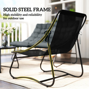 4-Piece Patio Furniture Set, Loveseat, Chairs, Round Metal Table, Cushions, Grey