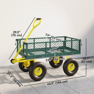 Garden cart with removable side panels, green