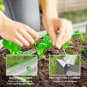 Set of 2 Galvanized Raised Garden Planters, Light Grey