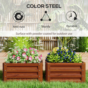 Raised vegetable garden with galvanized steel frame, dark brown wood look