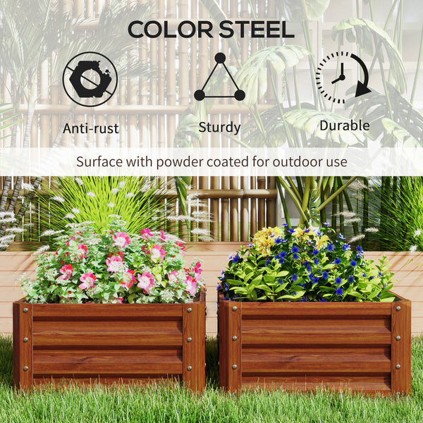 Raised vegetable garden with galvanized steel frame, dark brown wood look