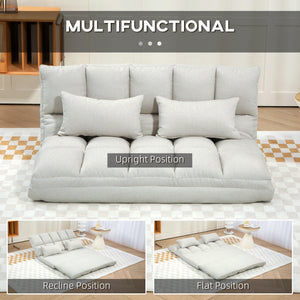 2-seater sofa bed with 9-position backrest and 2 pillows, cream white
