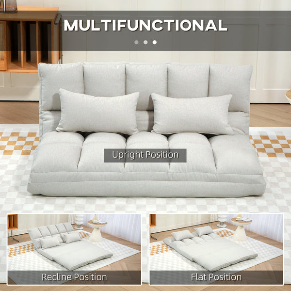 2-seater sofa bed with 9-position backrest and 2 pillows, cream white
