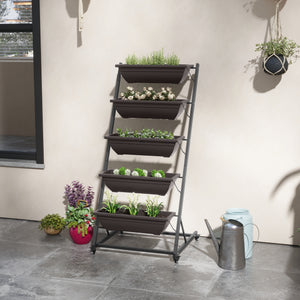 5-tier raised vertical planter with 5 containers
