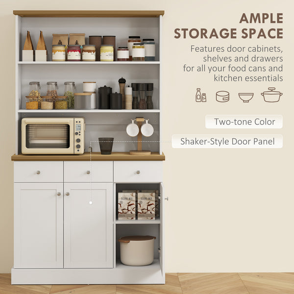 Storage unit, pantry, sideboard, china cabinet with drawers and cupboards, white