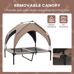 Elevated cooling dog bed with washable breathable mesh canopy
