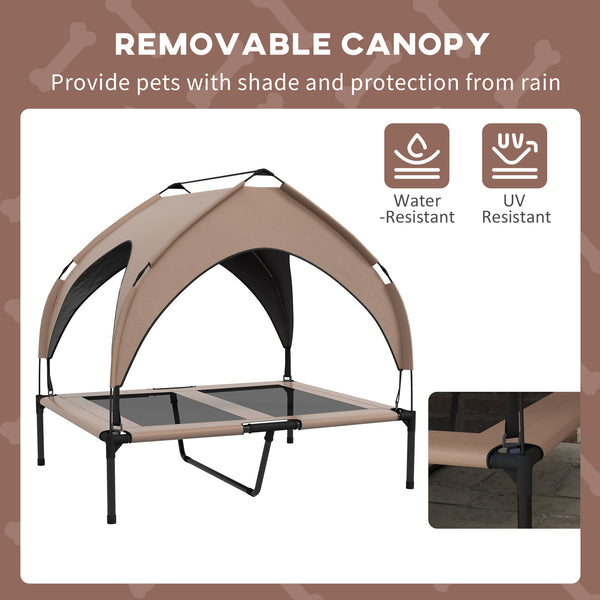 Elevated cooling dog bed with washable breathable mesh canopy