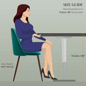 Set of 4 green velvet upholstered dining chairs