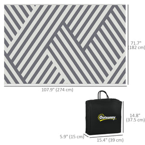 Reversible Outdoor Patio Rug, 6' x 9' Plastic Mat for Garden, Patio, Beach, Camping, Gray and Cream