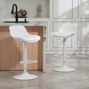 Set of 2 bar stools with swivel seats in faux leather, white