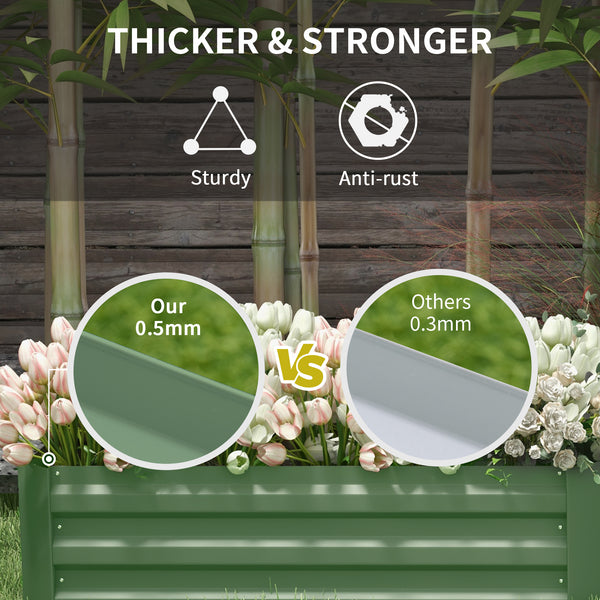 Set of 2 raised steel planters, green