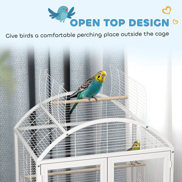 76cm Bird Cage with Removable Tray and Wheeled Stand, Dark Grey