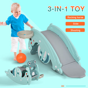 3-in-1 Toddler Rocking Frog, Slide &amp; Basketball