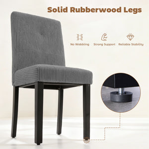 Set of 4 modern dining chairs with rubberwood legs and padded seats, dark grey
