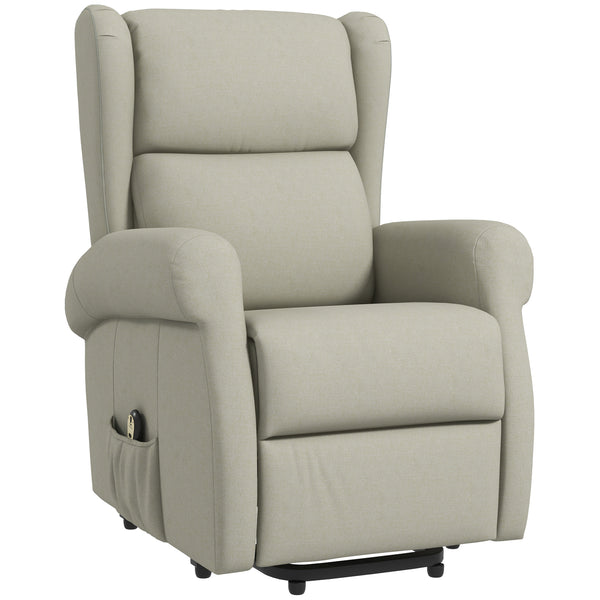 Electric Reclining Wingback Lift Chair with Footrest, Cream White