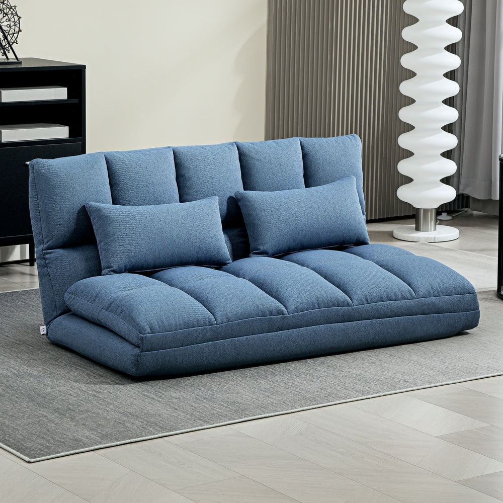 2-seater folding sofa bed with 9-position backrest and 2 cushions Light blue