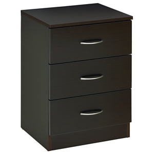 Bedside table with 3 drawers, dark brown