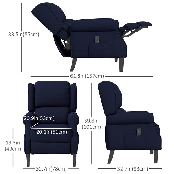 Blue Reclining Massage Chair with Lift Back