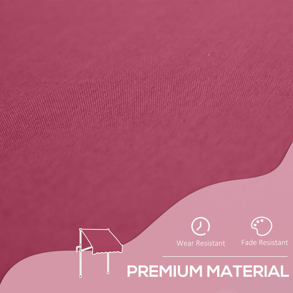 6.6'x5' Manual Retractable Patio Awning Sun Shelter Window Door Deck Canopy, Water Resistant UV Protector, Wine Red