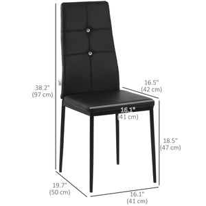 Set of 6 chairs with tufted backrest and padded seat, black