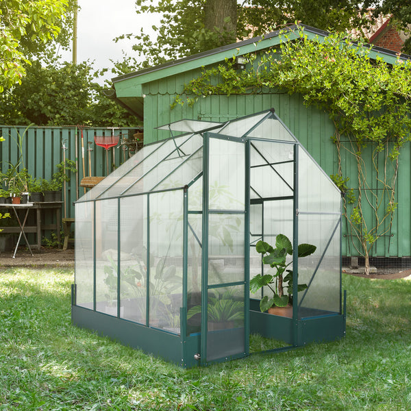 Aluminum greenhouse with temperature-controlled window