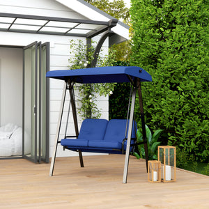 2-seater outdoor swing with adjustable canopy, dark blue