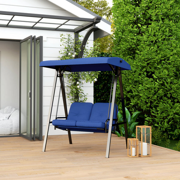 2-seater outdoor swing with adjustable canopy, dark blue