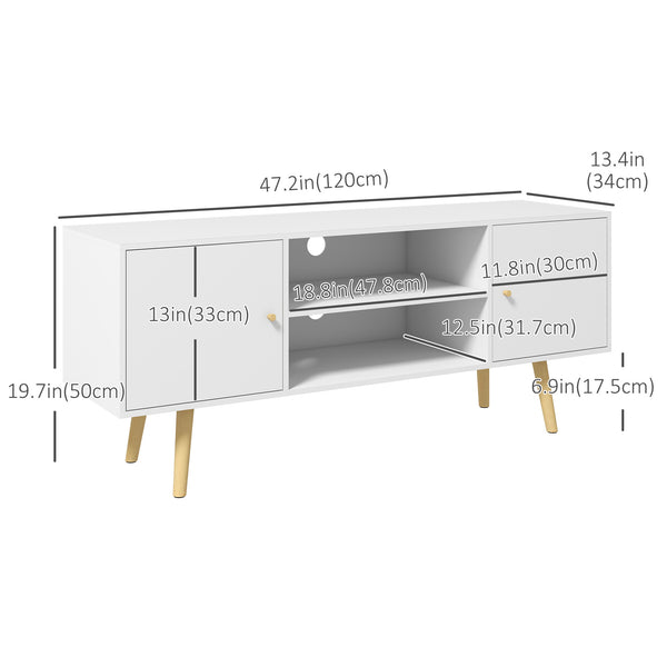TV stand for TVs up to 55 inches with storage shelves, white
