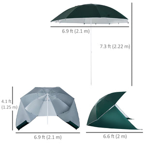 7ft 2-in-1 Beach Umbrella with Carry Bag, Green 