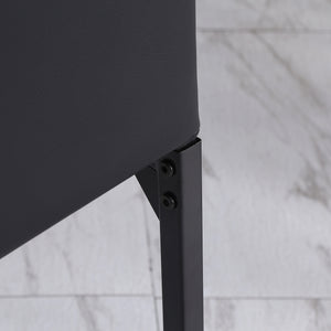 Set of 6 Modern Dining Chairs, High Back Tufted, Padded Seat, Steel Legs, Black