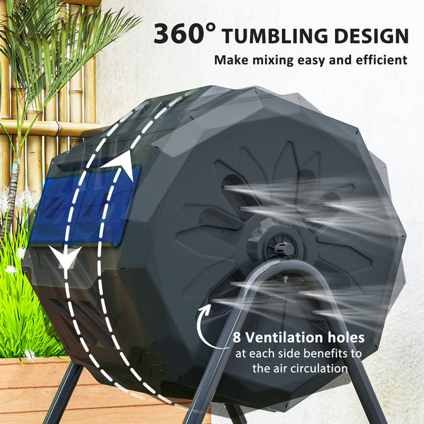 Rotating composter with double chamber, 360° rotation, blue