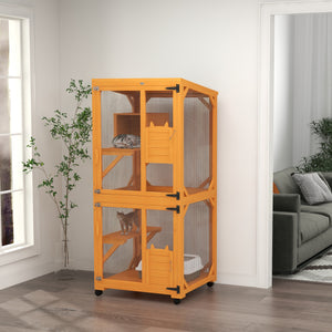 Raised enclosure with wheels, resting tray, water-resistant, orange