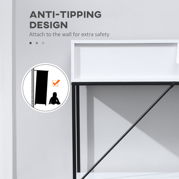 Modern console table with 2 drawers, 2 tiers with storage shelf, white